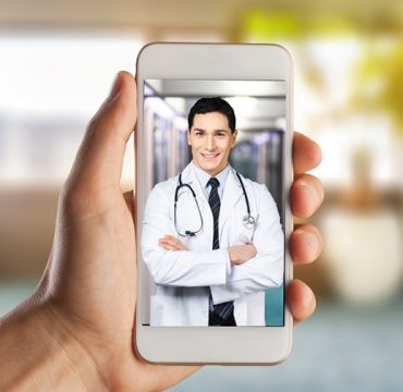 Video Consultation - A modern healthcare concept featuring a person engaged in a virtual medical appointment.