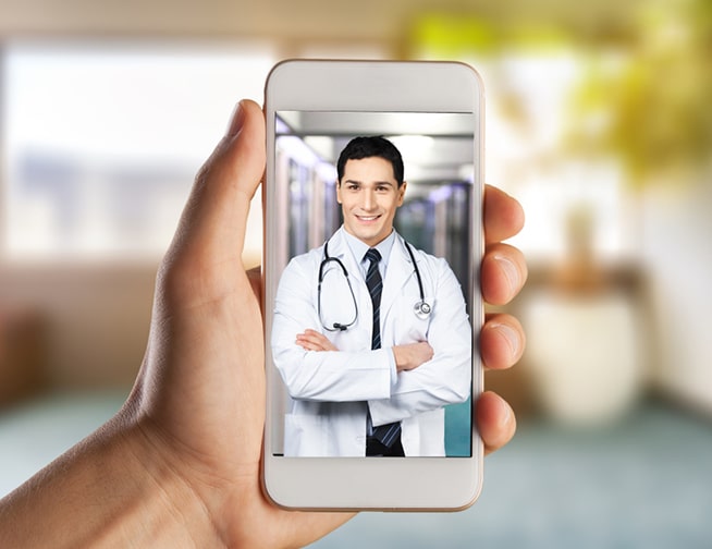 Video Consultation Video Consultation - A modern healthcare concept featuring a person engaged in a virtual medical appointment.