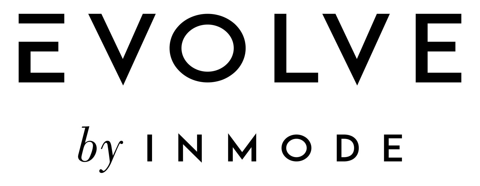 The black version of the Evolve logo by InMode, featuring a dynamic and modern design.