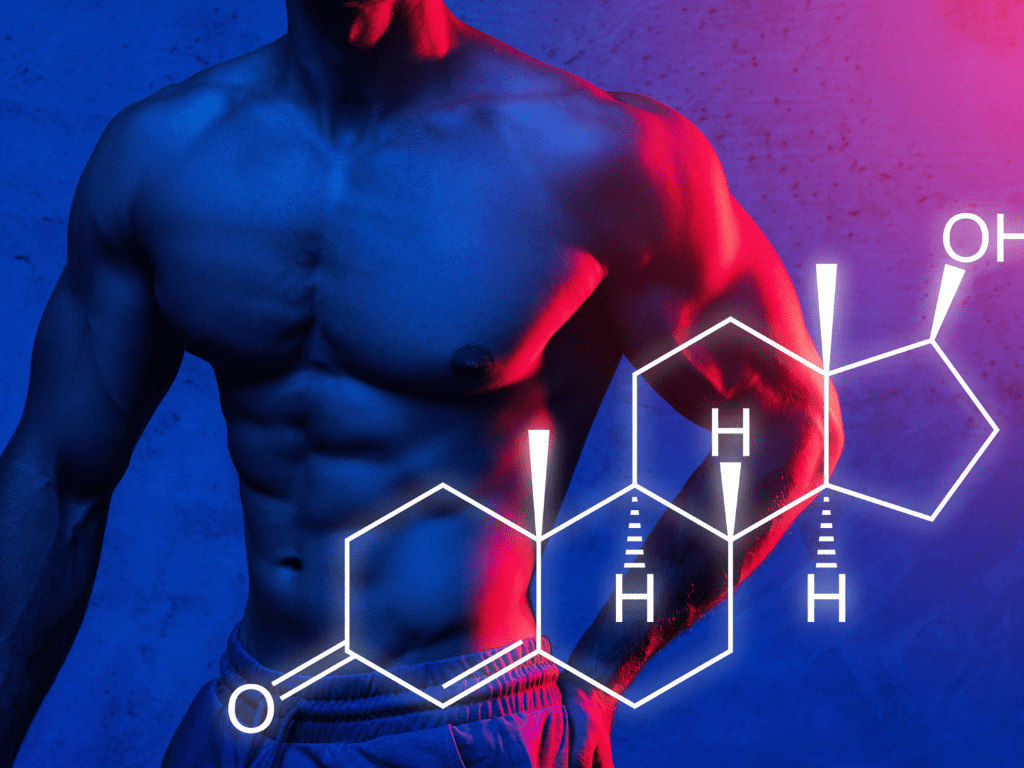 TRT - Testosterone Replacement Therapy concept with medical vial and syringe.